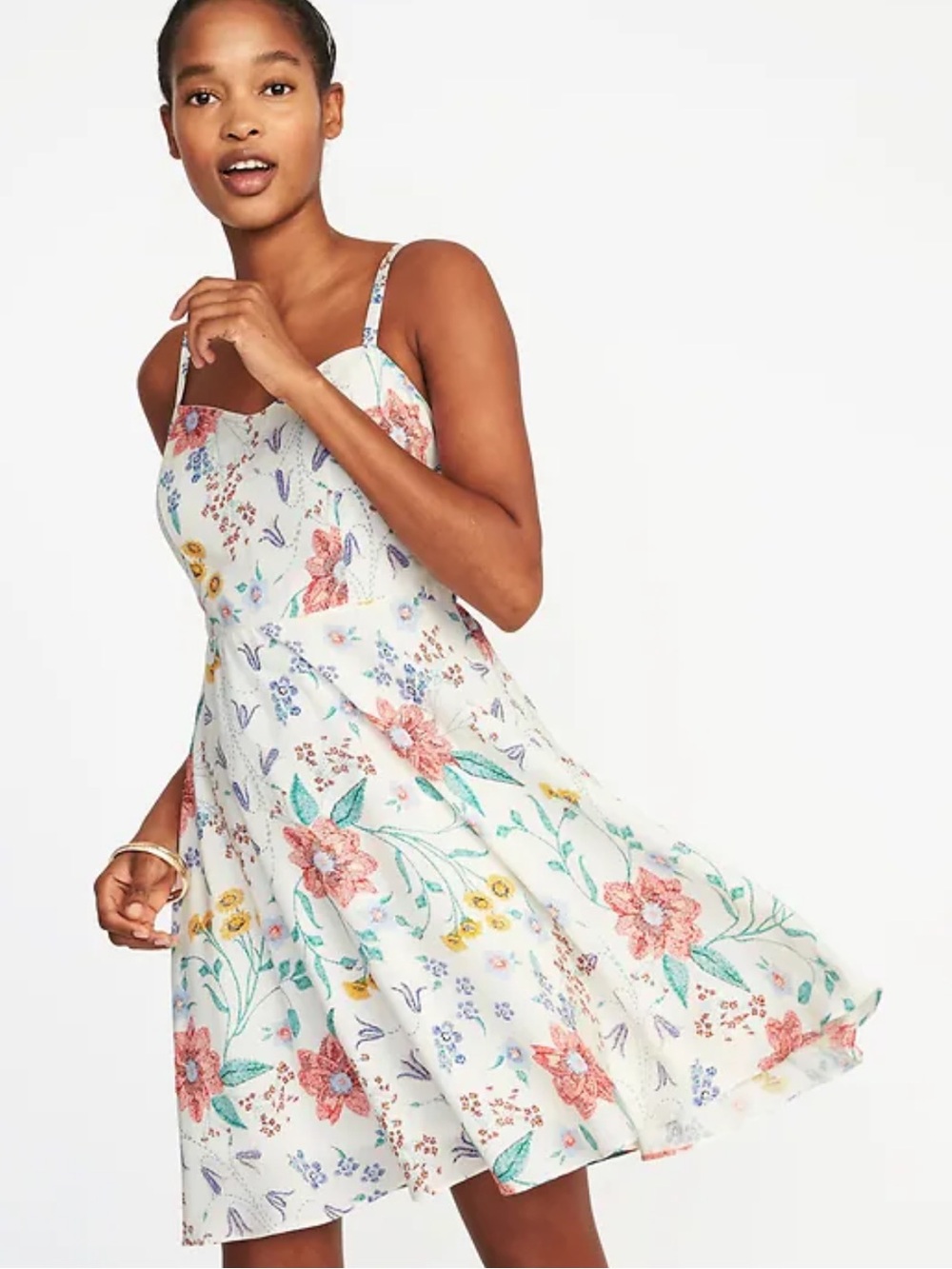 Old Navy White Colourful Floral Mini Dress